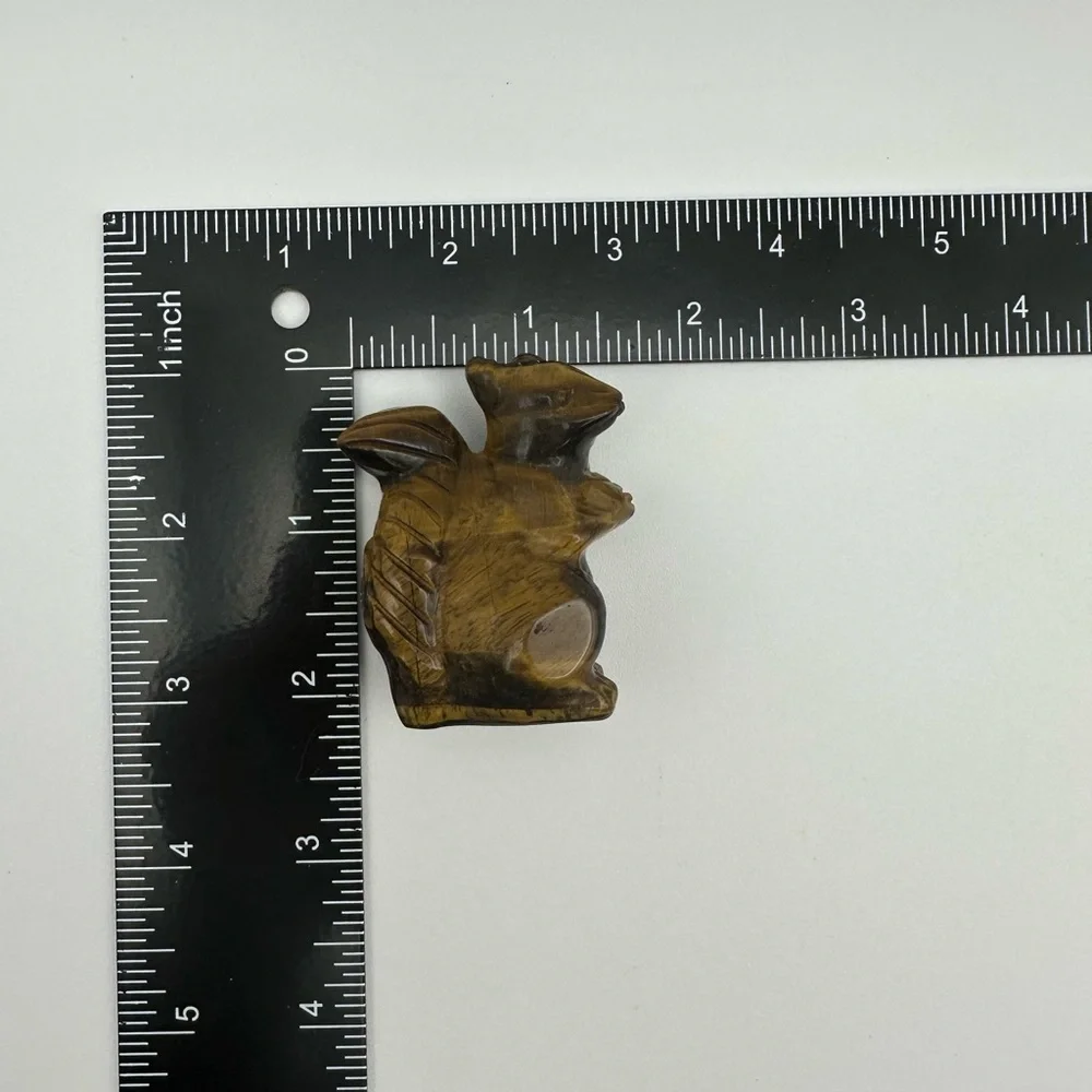 Hand Carved Tiger Eye Squirrel Carving - Picture 6 of 9